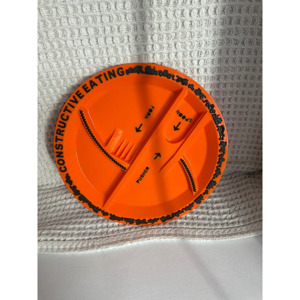Construction Kids Constructive Eating Divided Plate OS Orange